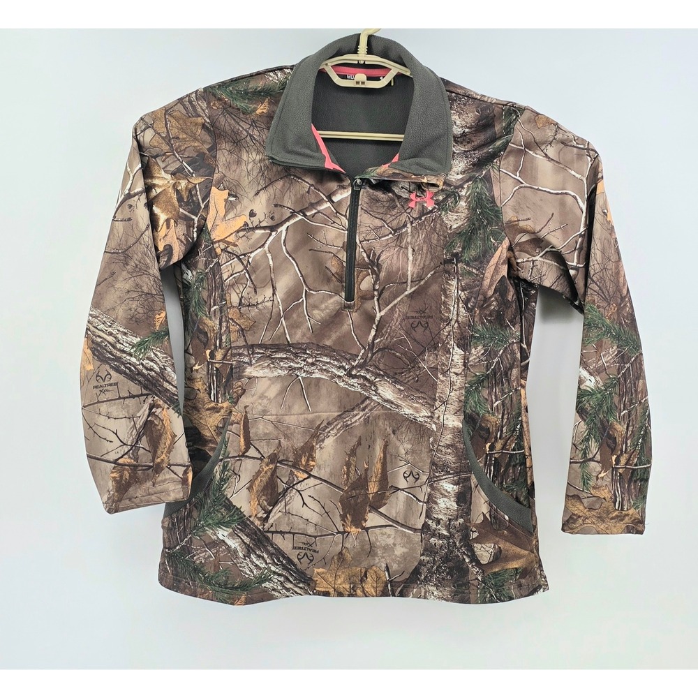 Under Armour Realtree Xtra Quarter Zip Pullover Sweatshirt Womens Size M Camo - Picture 2 of 8